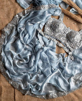 Space Silk Sequins And Dori Embroidery Work Saree